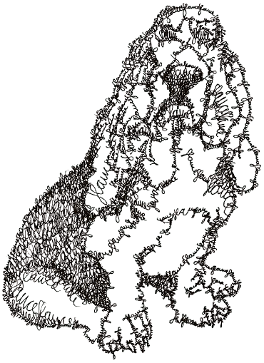G Dog, early drawing from the series, constructed out of the artist's name (Glauce)
