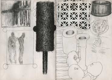 Sketchbook A5-05, 18. Pencil and collage drawings.