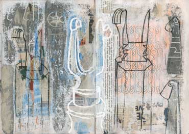 Sketchbook A5-05, 21. Mixed media sketch (composition with tools).